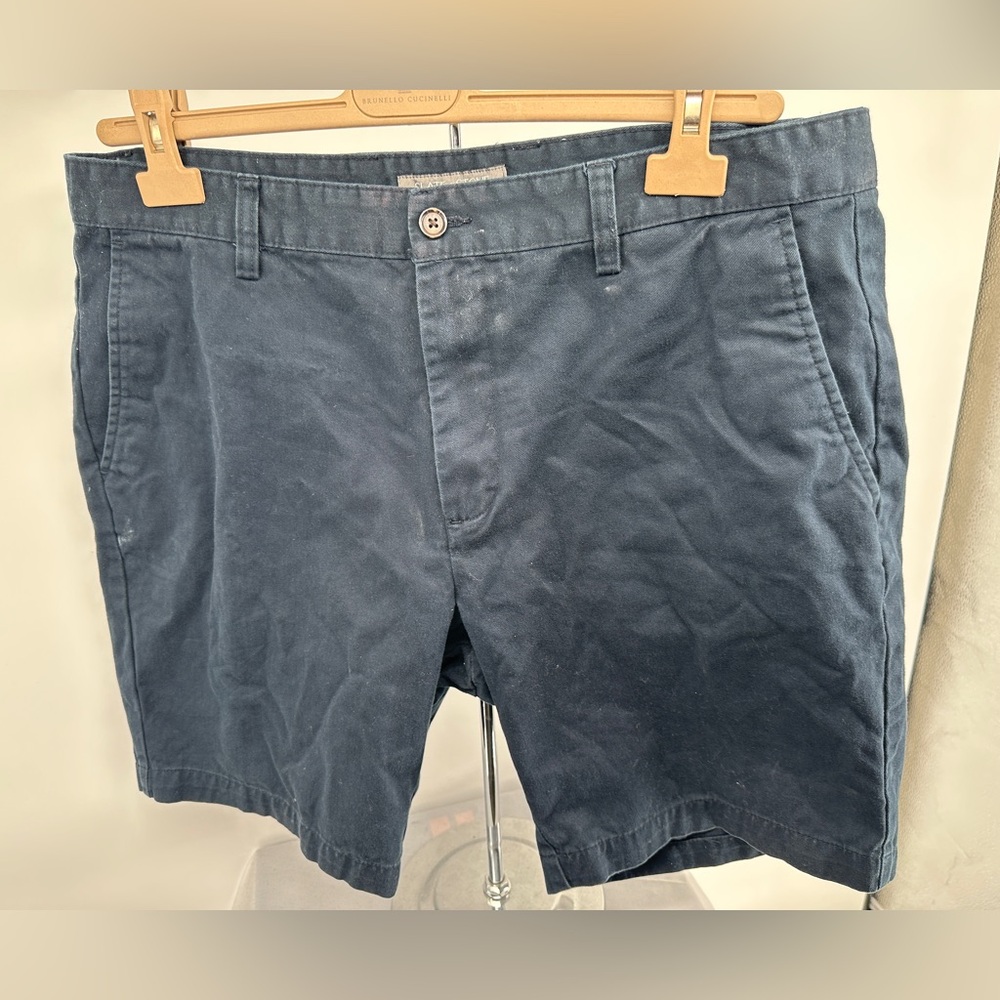 slate and stone blue cotton shorts